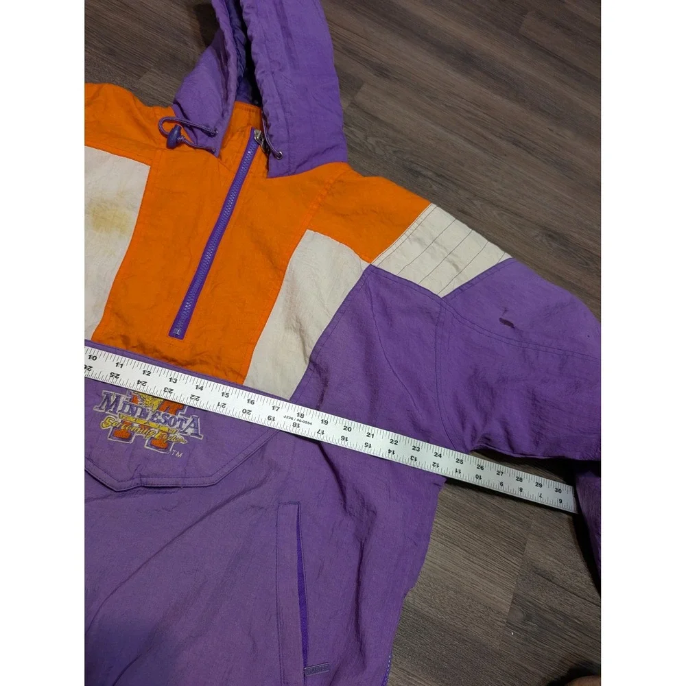 Vintage Starter Minnesota Screaming Eagles Anorak Jacket Purple Orange 90s Large